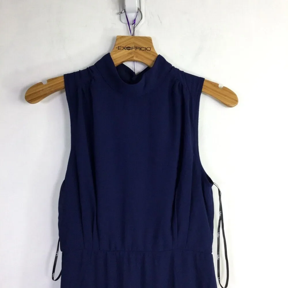 Lulus Womens Mock-Neck Maxi Dress Sleeveless Casual Navy Blue Size Medium NWT - Picture 2 of 16